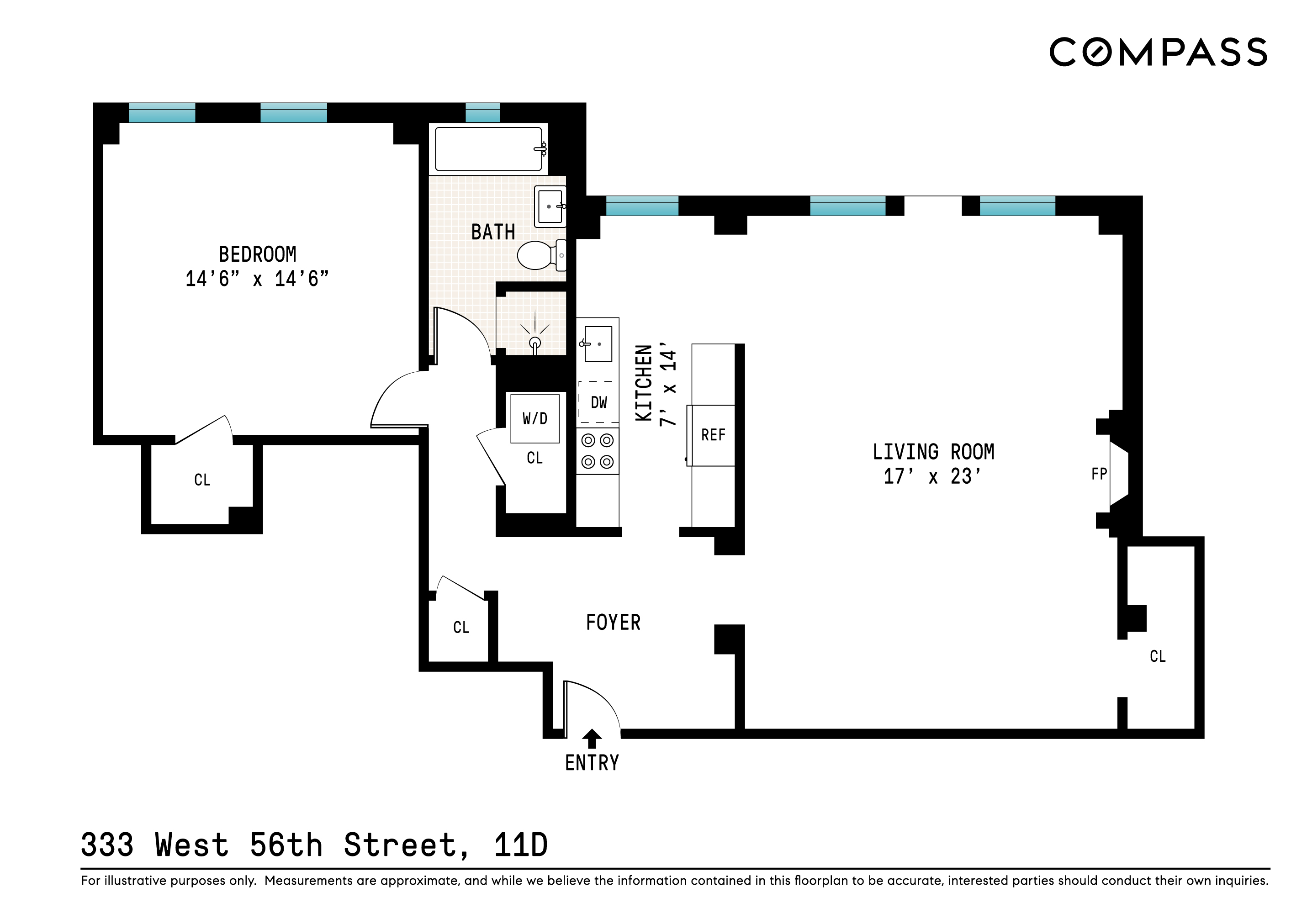 333 West 56th Street 11D, Midtown West, NYC - $1,295,000, ID ...