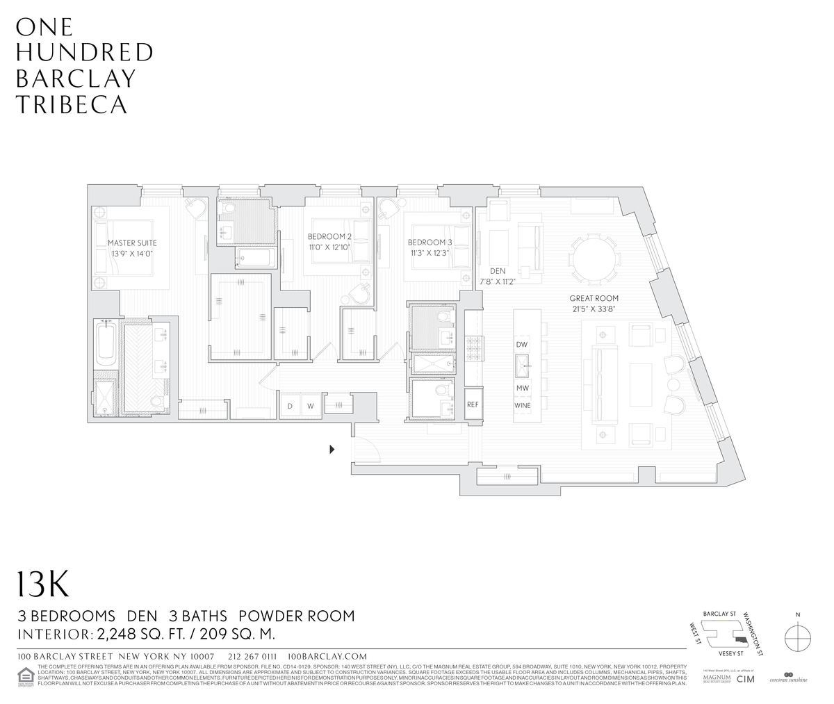 Floorplan for 100 Barclay Street, 13K