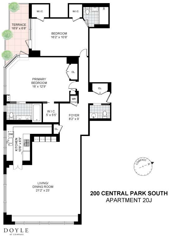 Floorplan for 200 Central Park, 20J