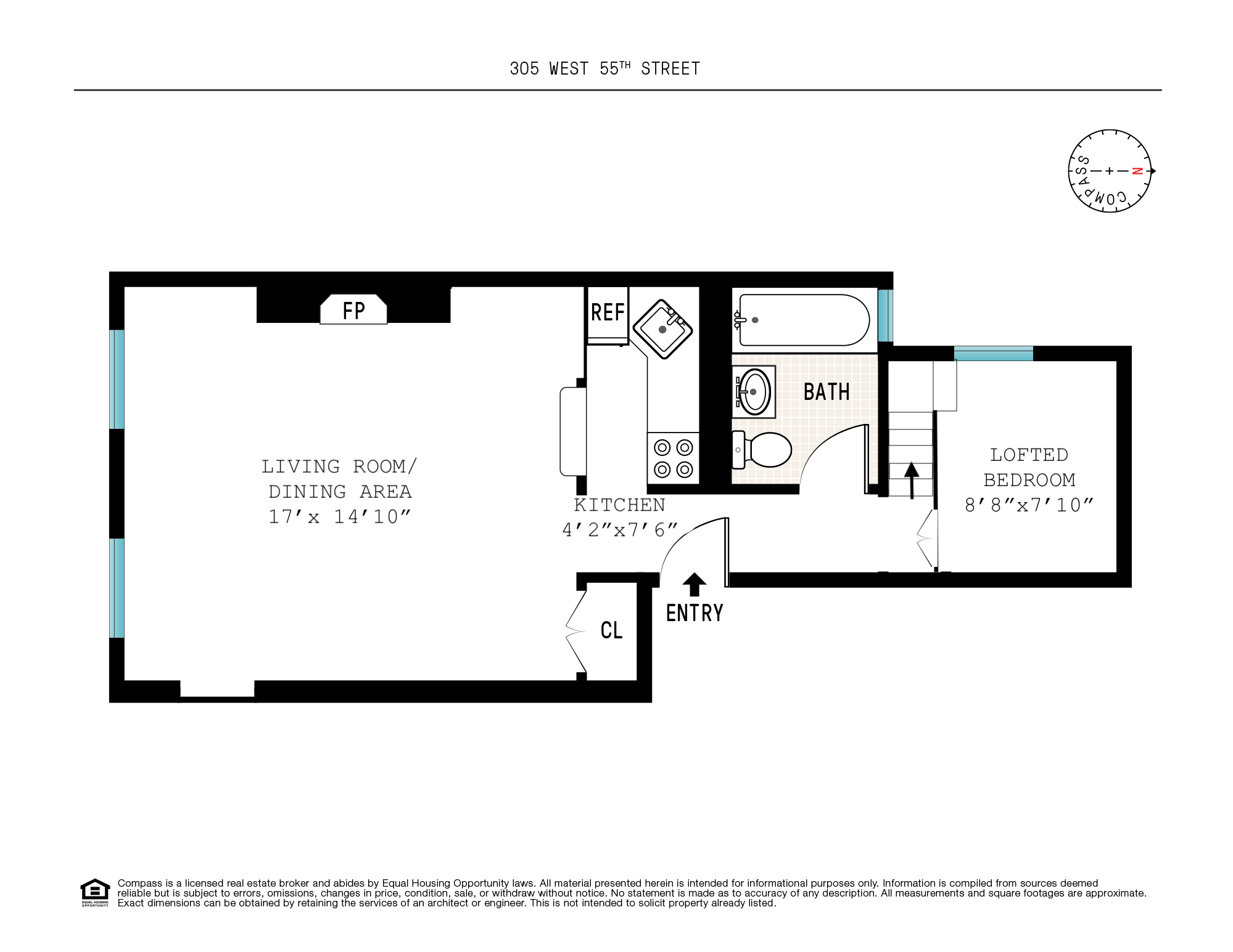 Floorplan for 305 West 55th Street, 2A