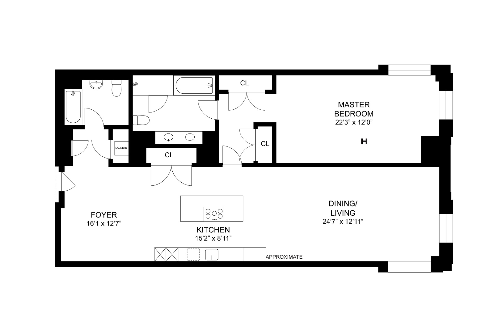 Floorplan for 425 West 50th Street, 14D