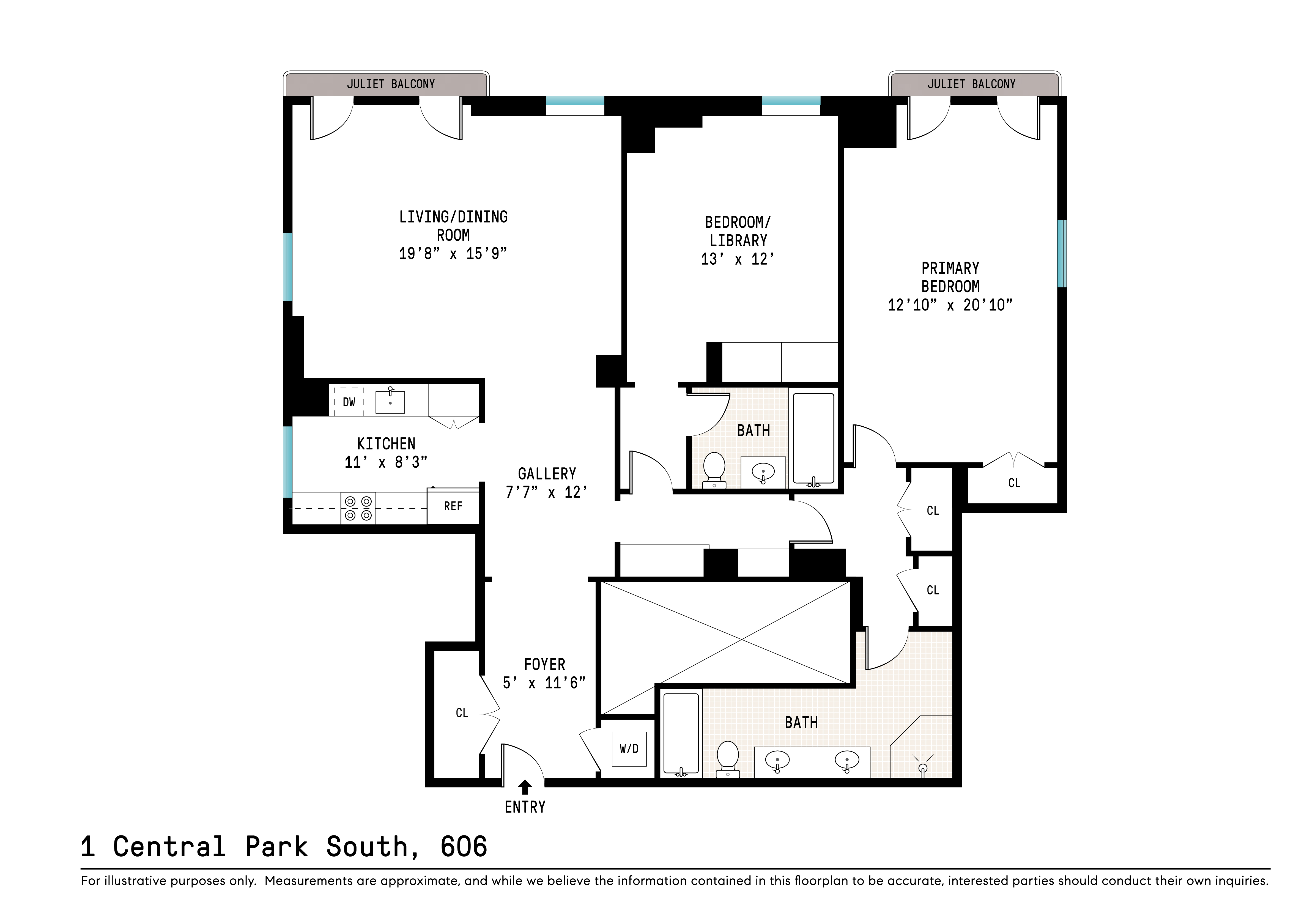 Floorplan for 1 Central Park, 606