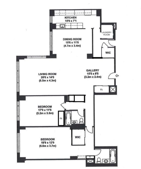 Floorplan for 30 East 65th Street, 3B