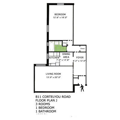 Floorplan for 811 Cortelyou Road, 6J