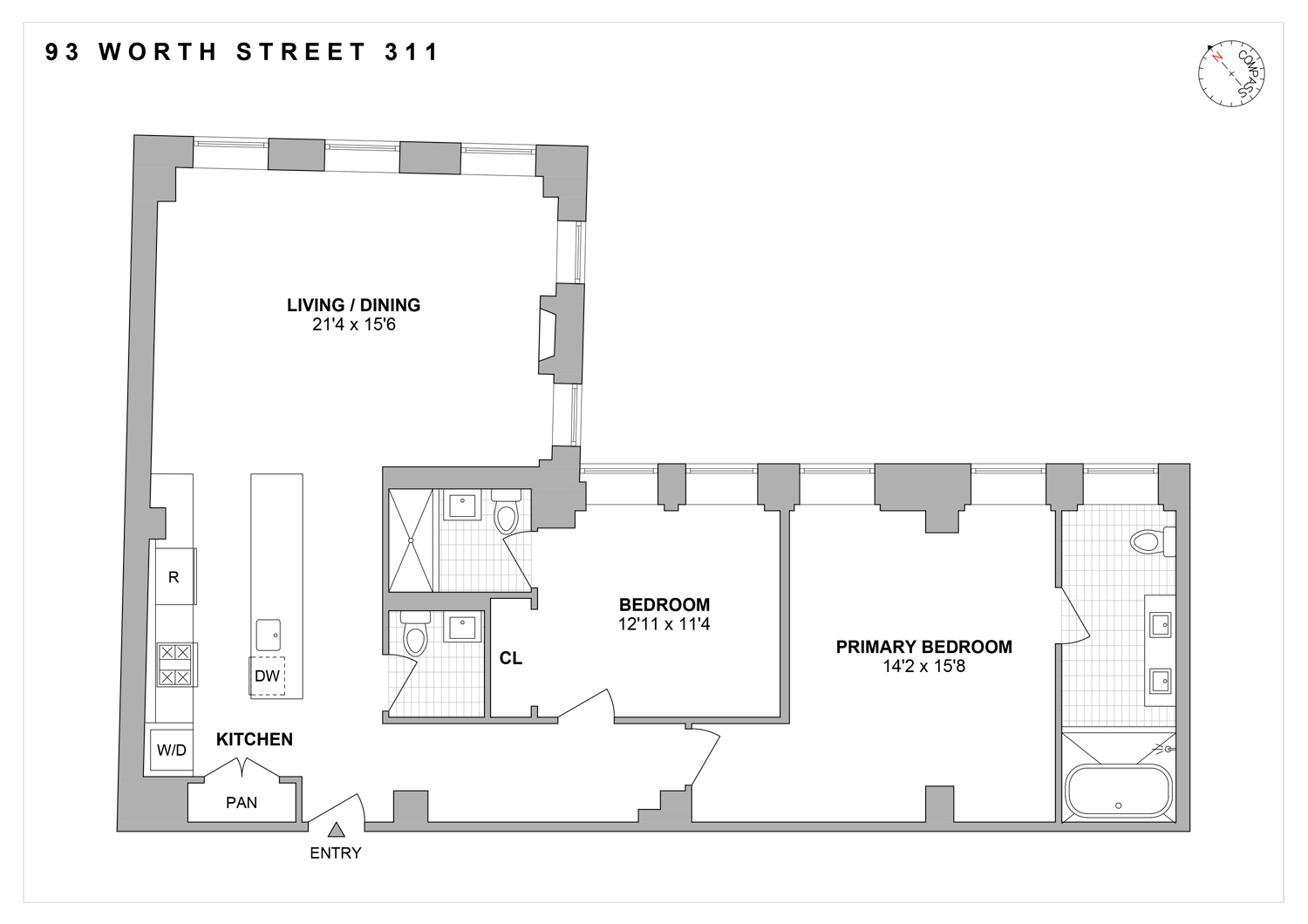 Floorplan for 93 Worth Street, 311