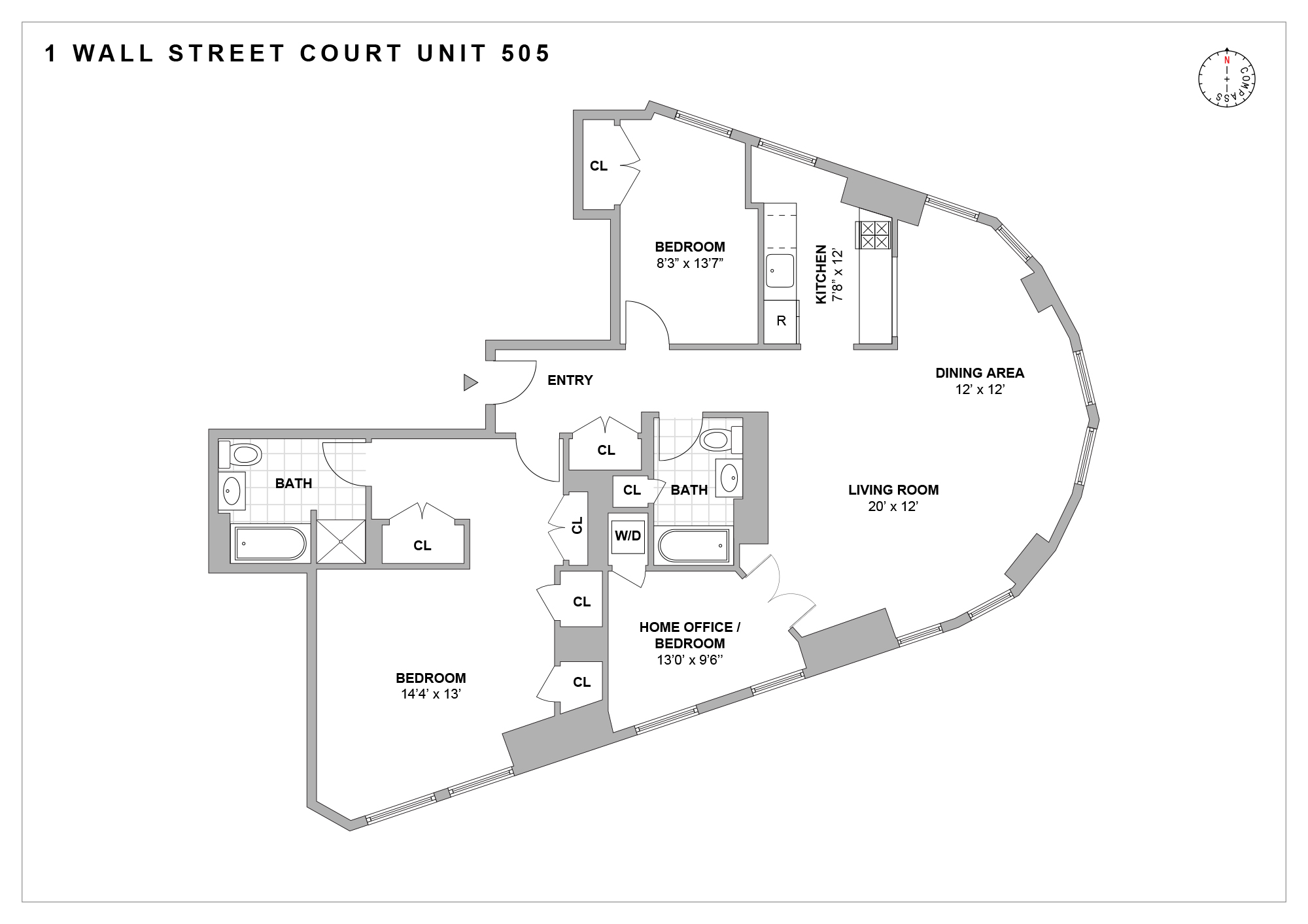 Floorplan for 1 Wall Street Court, 505