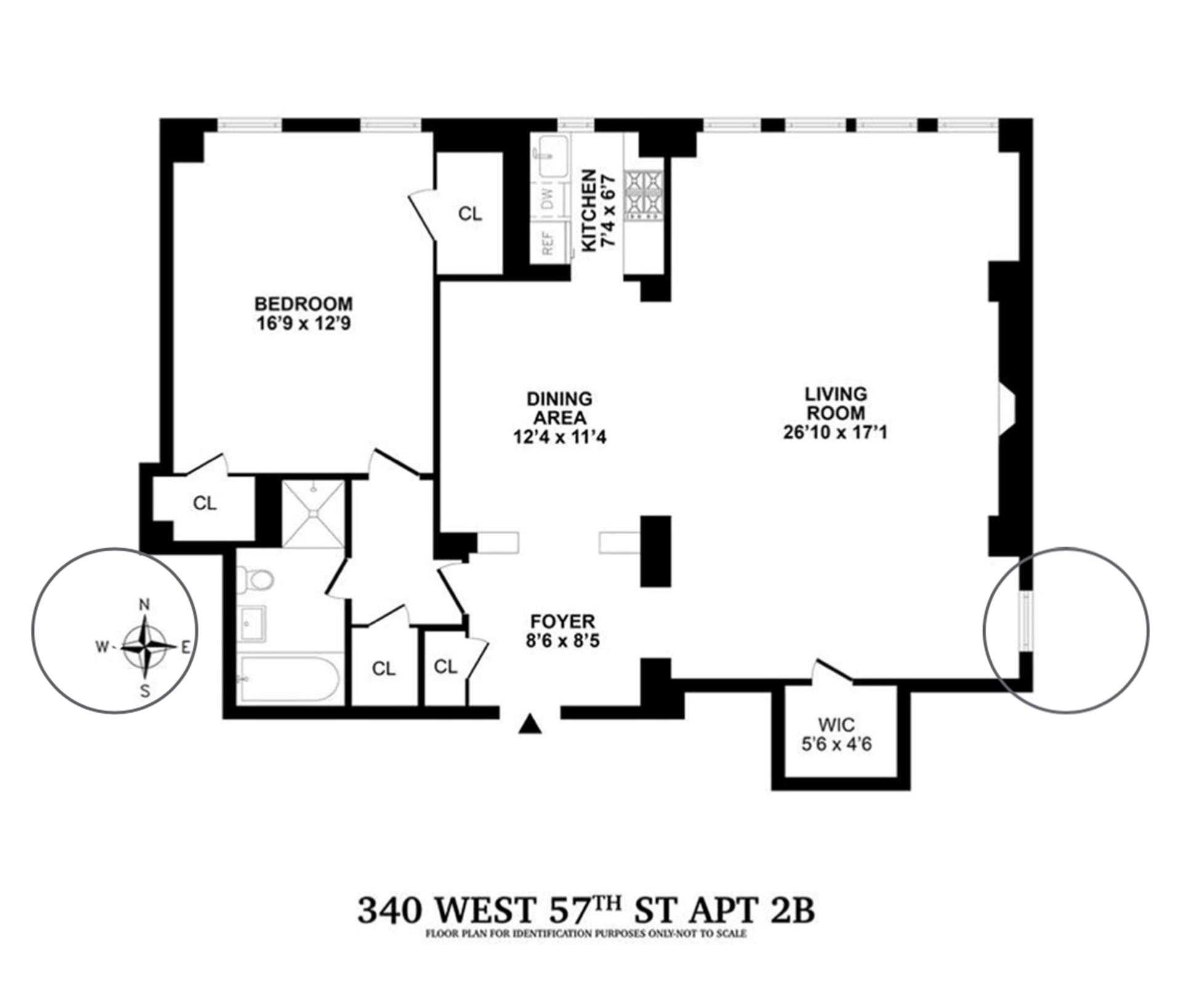 Floorplan for 340 West 57th Street, 2B