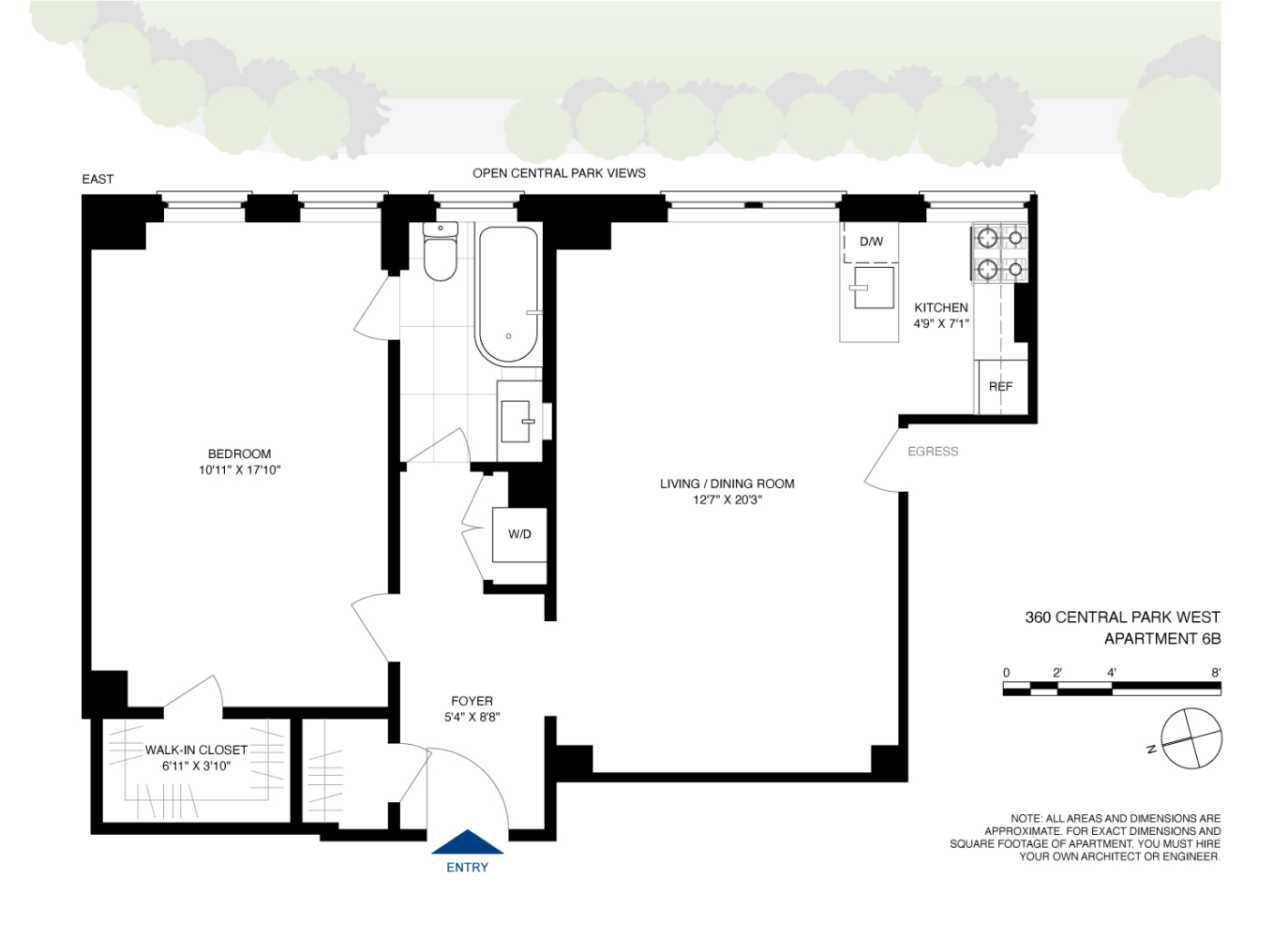 Floorplan for 360 Central Park, 6B
