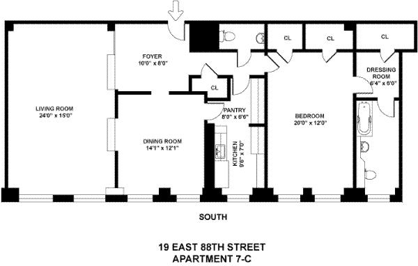 Floorplan for 19 East 88th Street, 7-C