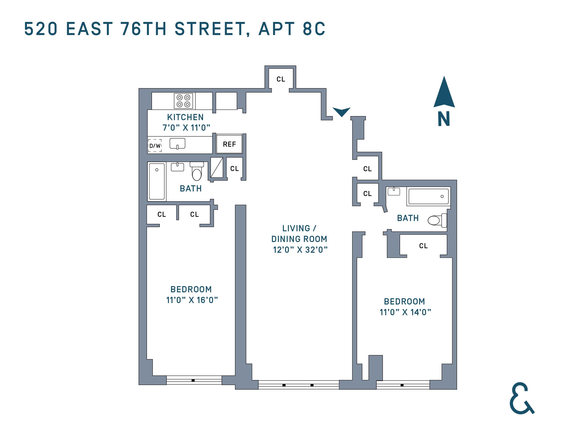 Floorplan for 520 East 76th Street, 8-C
