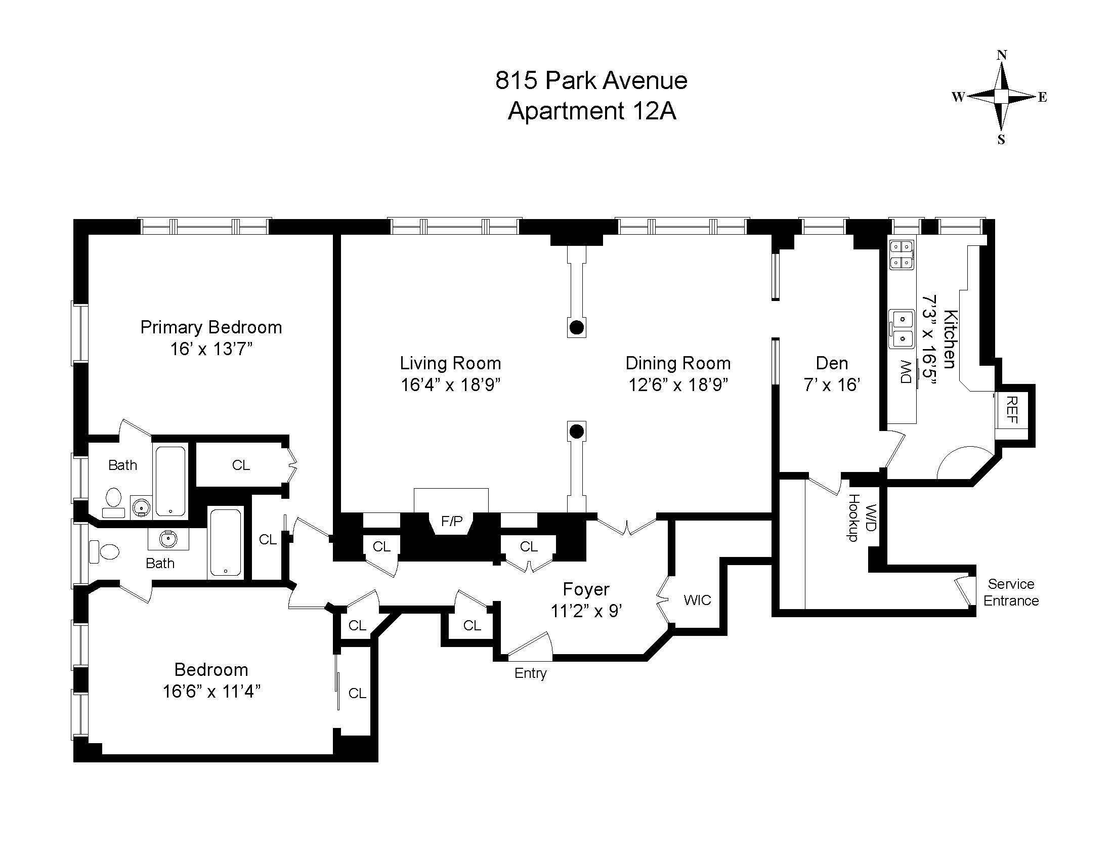 Floorplan for 815 Park Avenue, 12A