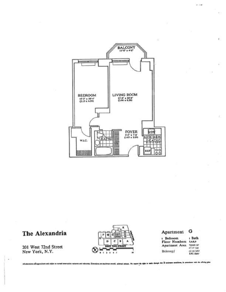 Floorplan for 201 West 72nd Street, 9G