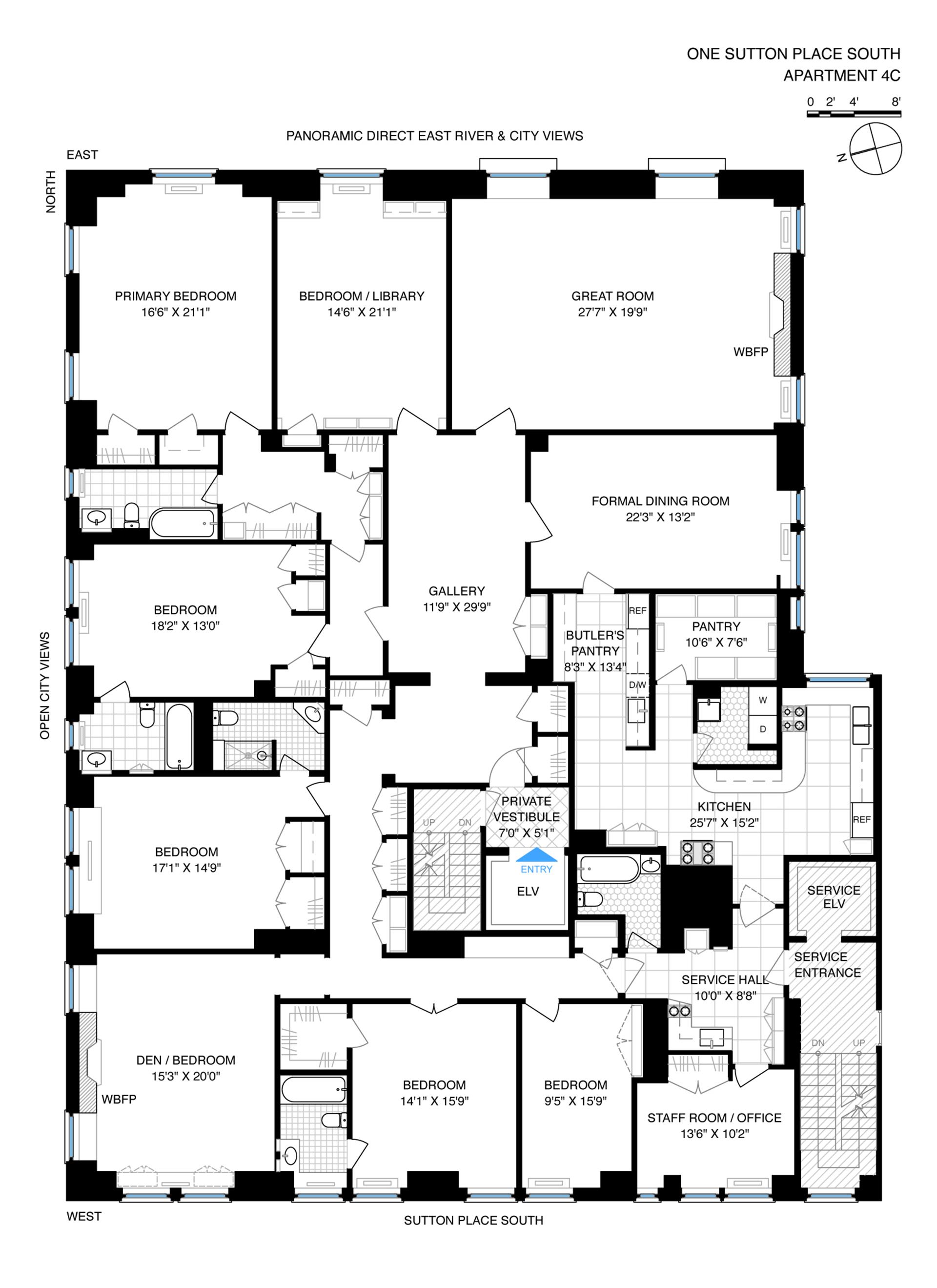 Floorplan for 1 Sutton Place, 4C