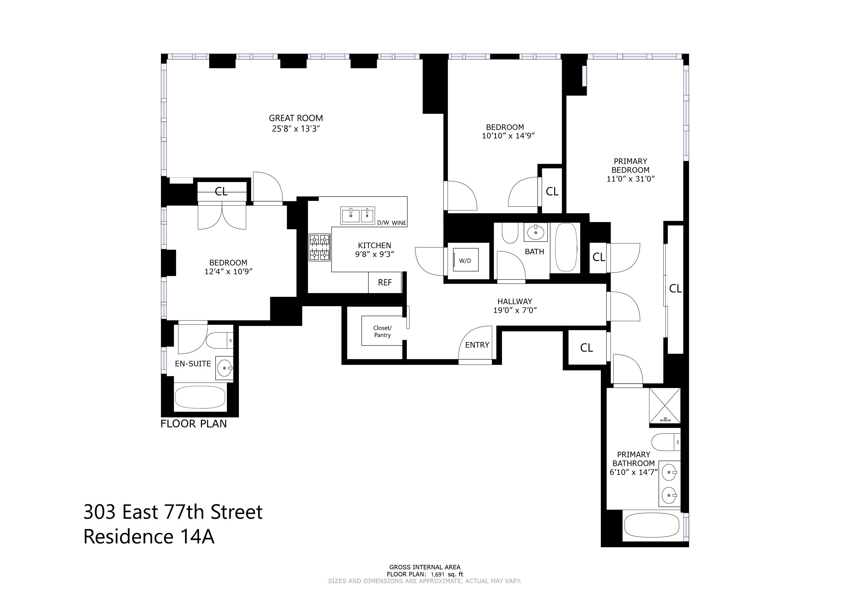 Floorplan for 303 East 77th Street, 14A