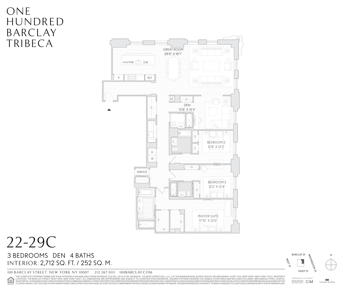 Floorplan for 100 Barclay Street, 28C