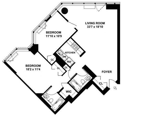 Floorplan for 415 East 37th Street, 12-J