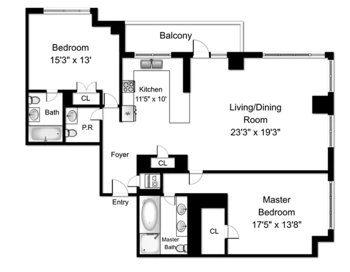 Floorplan for 640 West 237th Street, 18-A