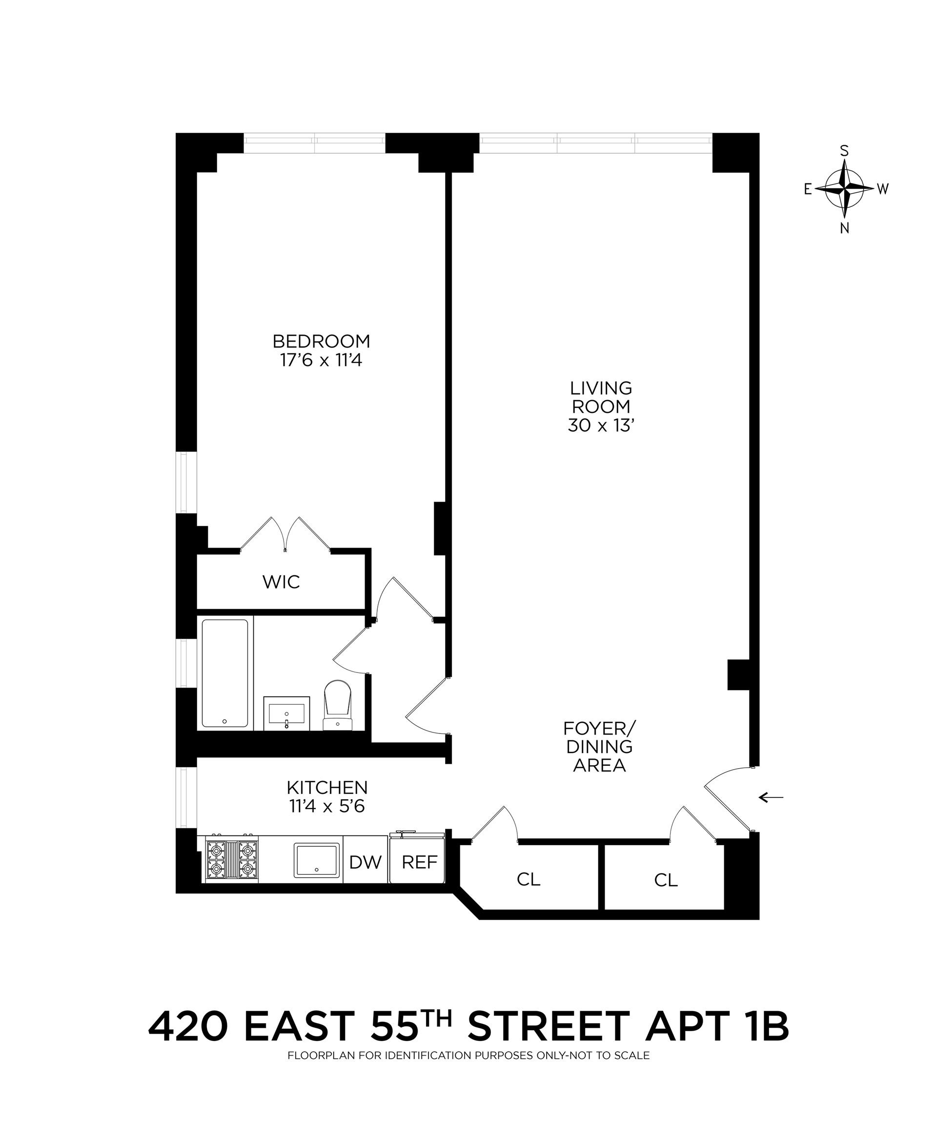 Floorplan for 420 East 55th Street, 1B