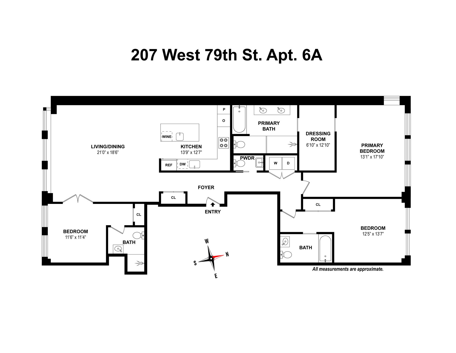 Floorplan for 207 West 79th Street, 6A