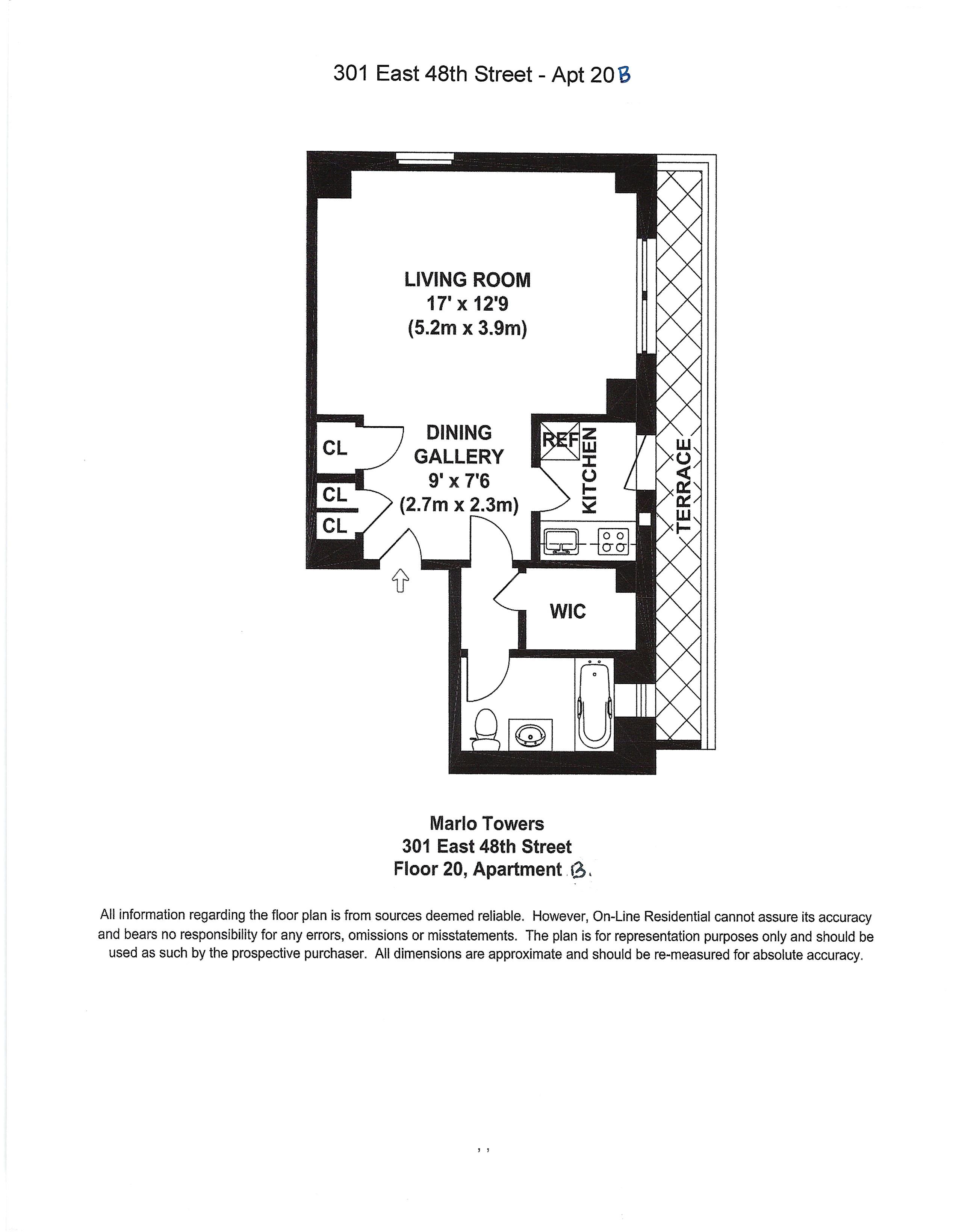 Floorplan for 301 East 48th Street, 20-B