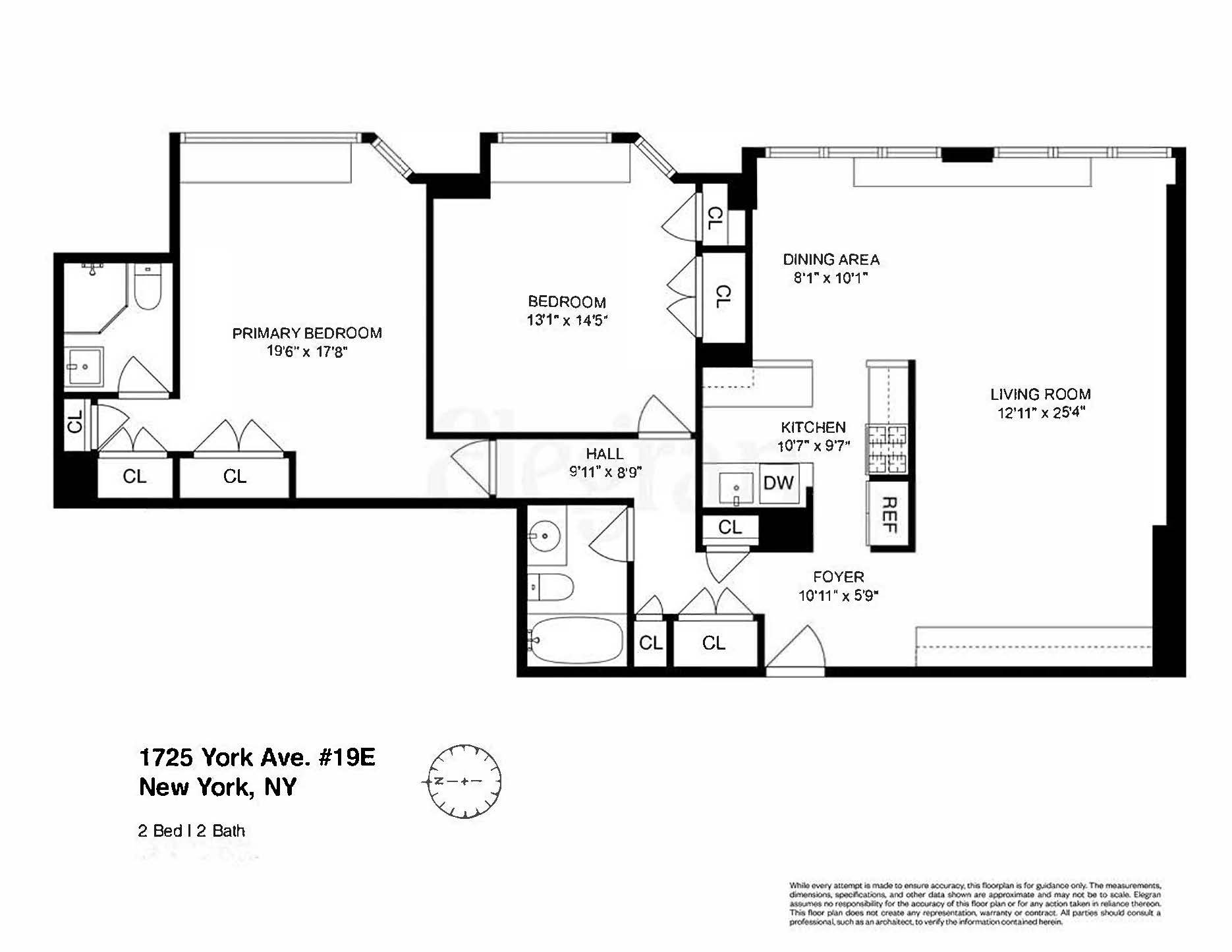 Floorplan for 1725 York Avenue, 19-E