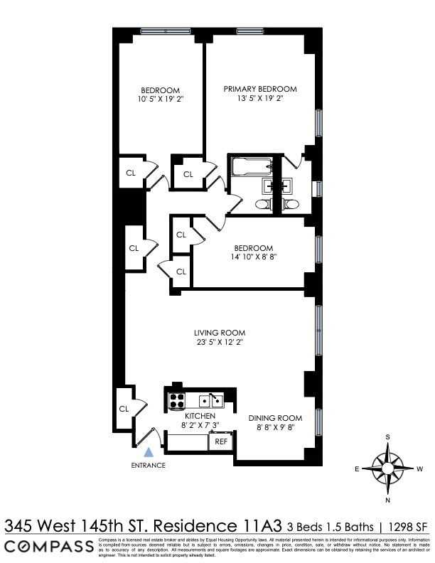 Floorplan for 345 West 145th Street, 11A3