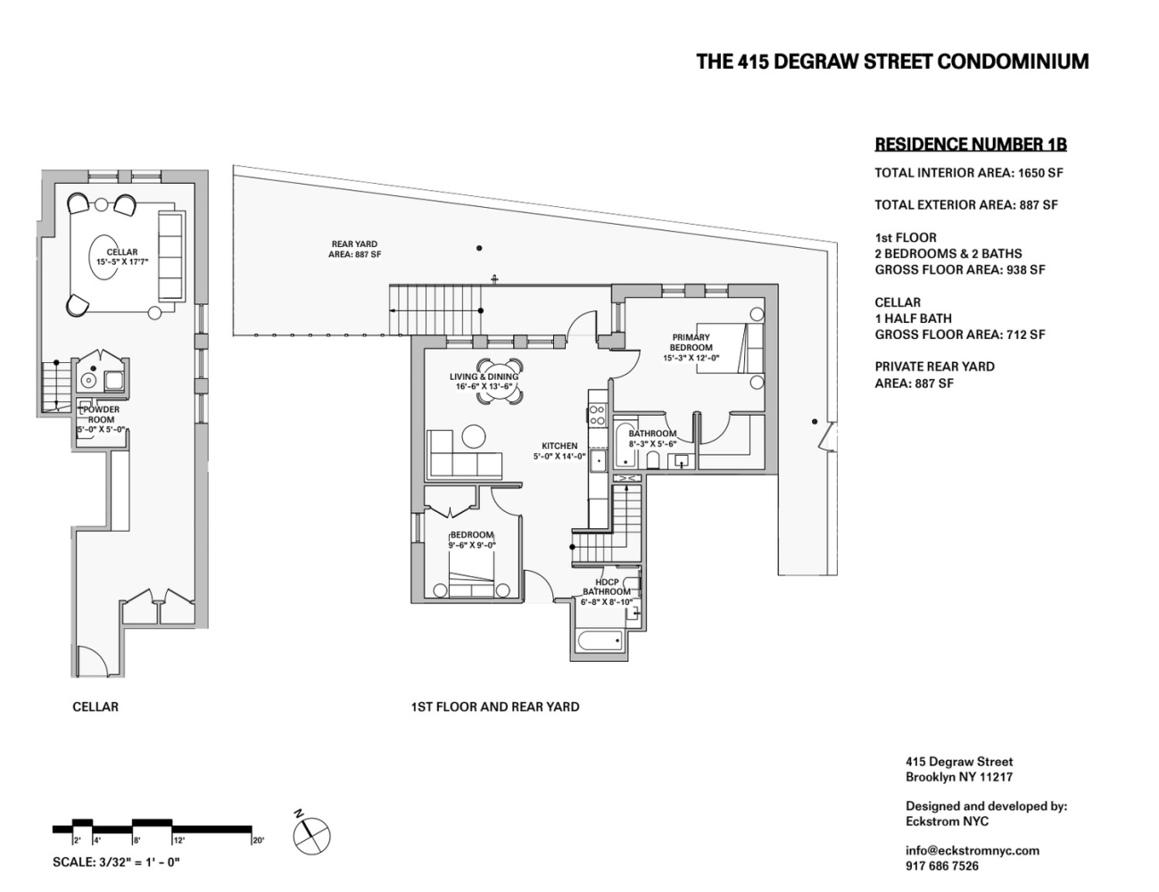 Floorplan for 415 De Graw Street, 1B