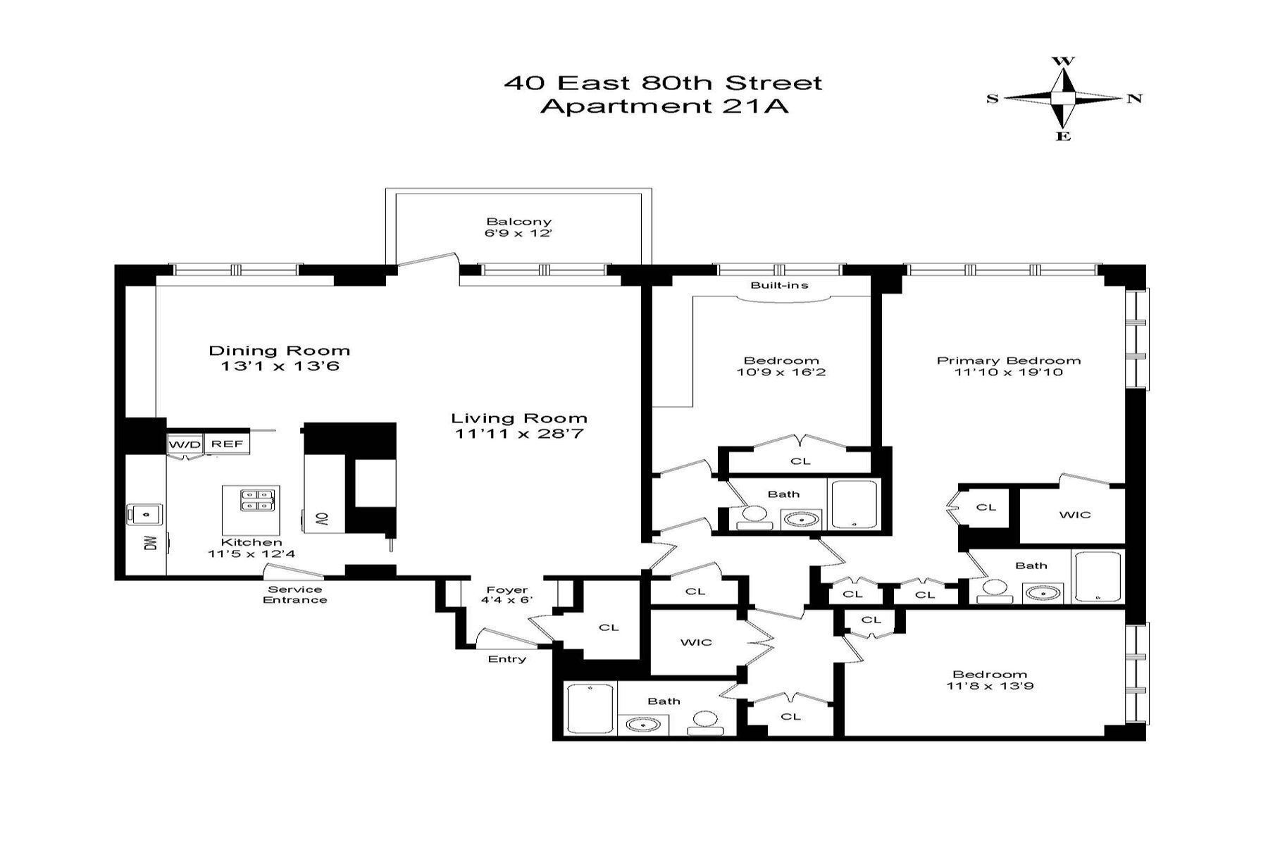Floorplan for 40 East 80th Street, 21A