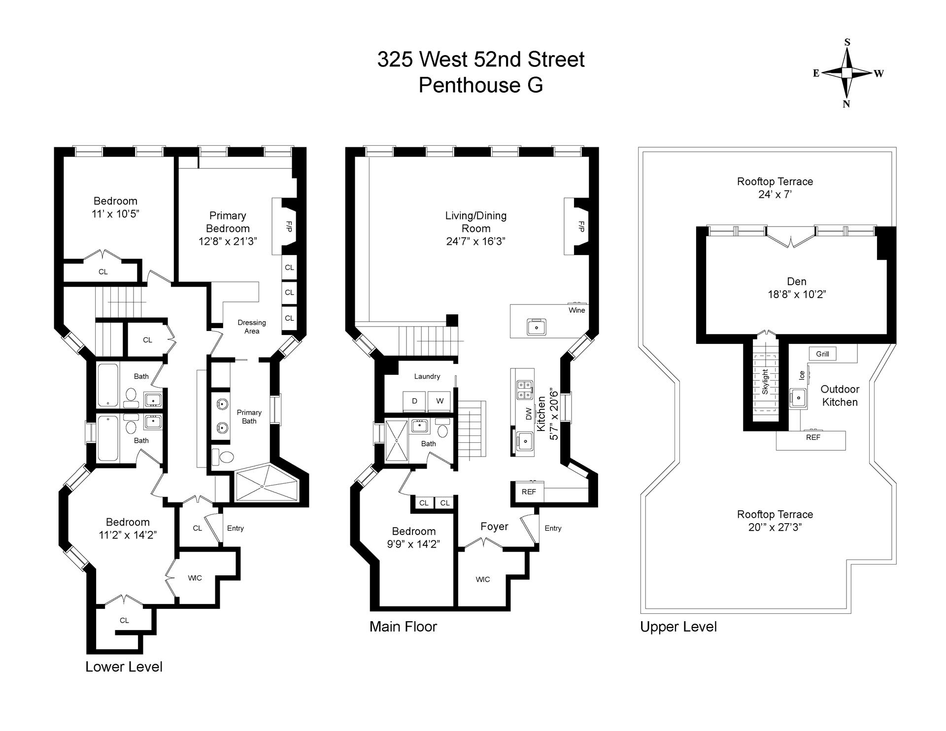 Floorplan for 325 West 52nd Street, PHG