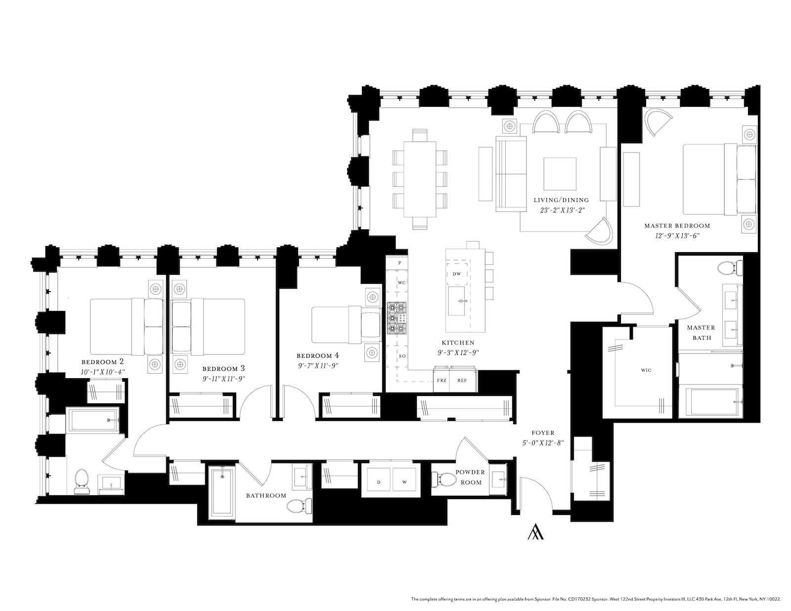 Floorplan for 543 West 122nd Street, 17A