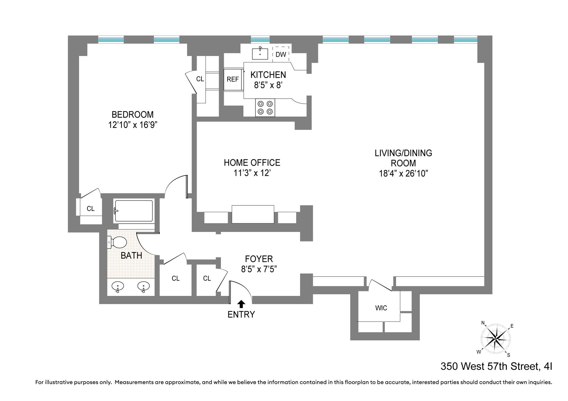 Floorplan for 350 West 57th Street, 4I