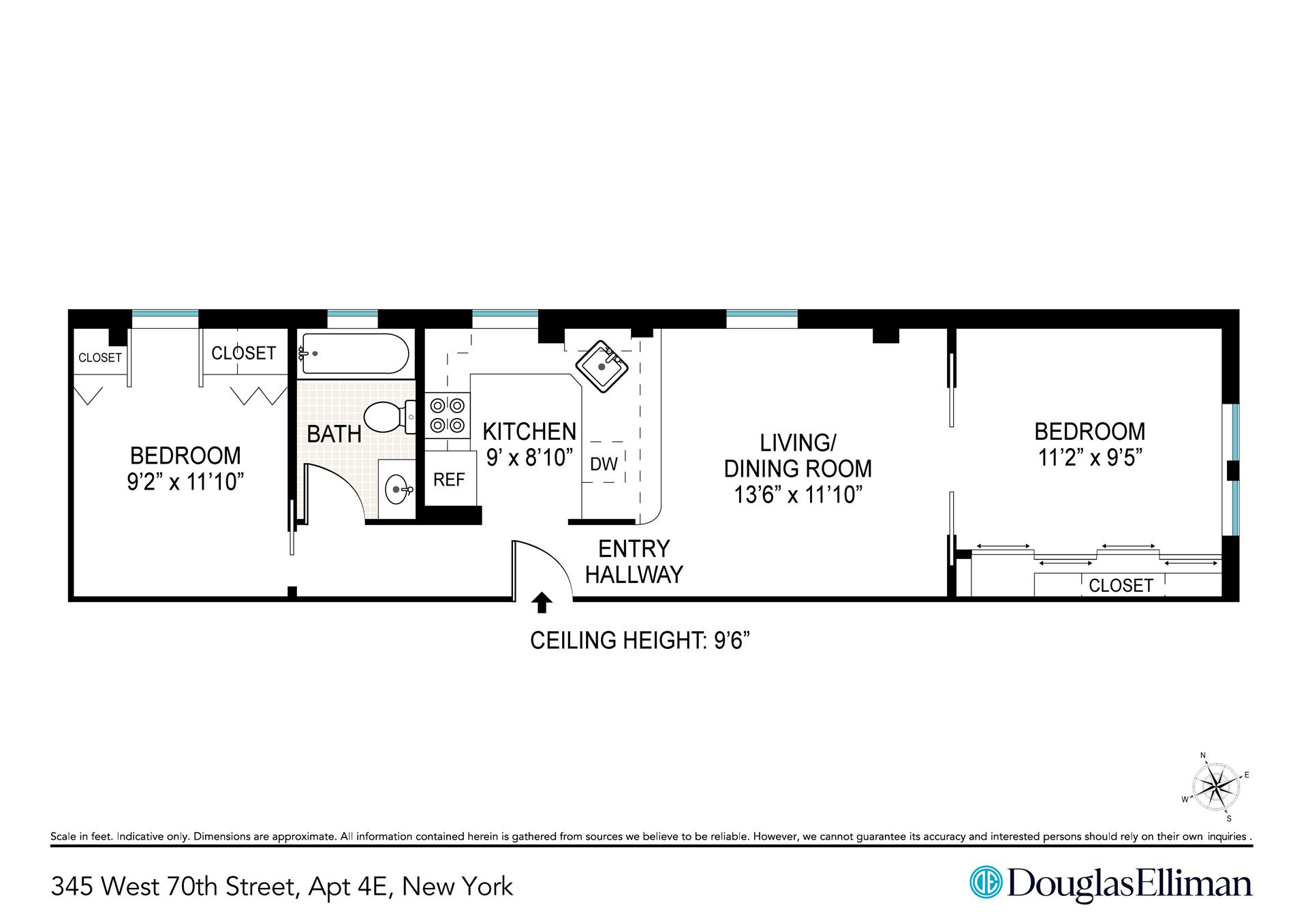 Floorplan for 345 West 70th Street, 4E