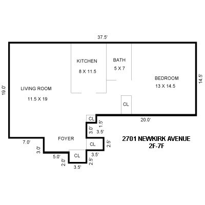 Floorplan for 2701 Newkirk Avenue, 3F