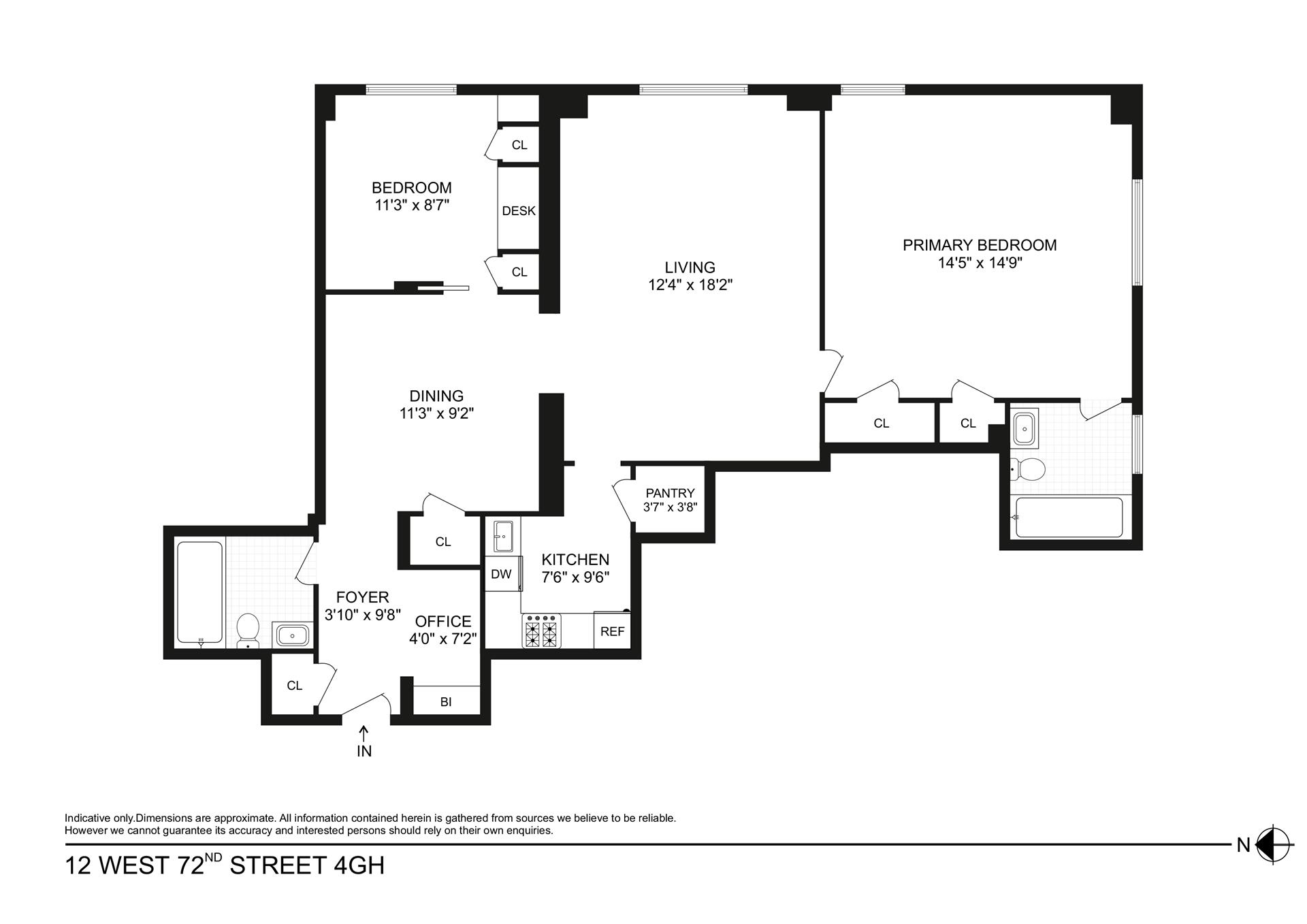 Floorplan for 12 West 72nd Street, 4GH