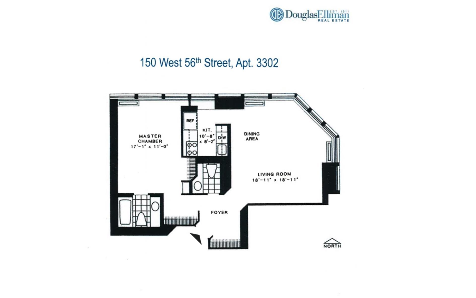 Floorplan for 150 West 56th Street, 3302