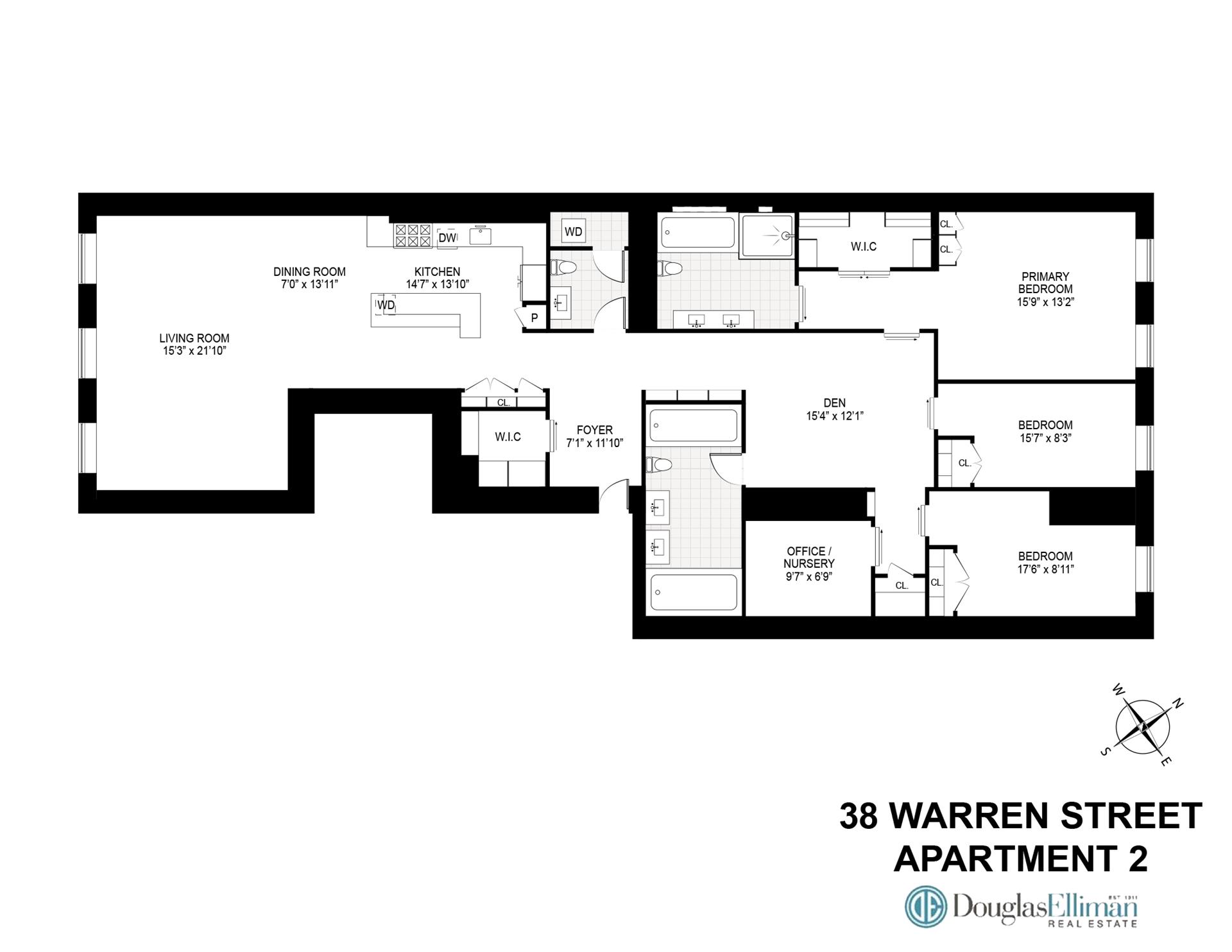 Floorplan for 38 Warren Street, 2B