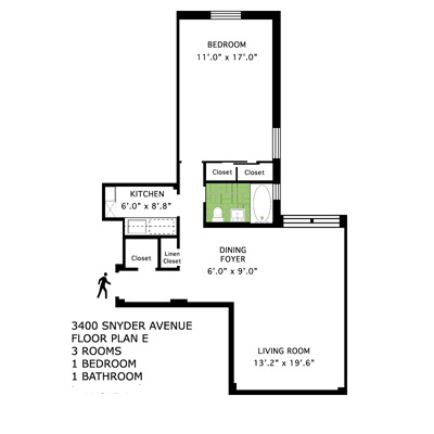 Floorplan for 3400 Snyder Avenue, 7E