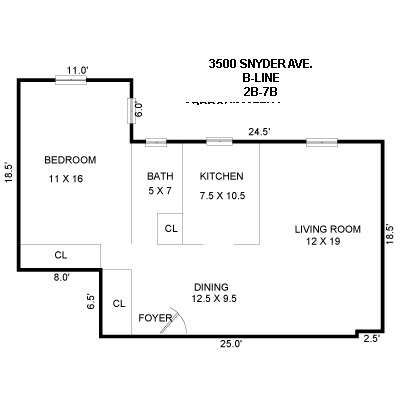 Floorplan for 3500 Snyder Avenue, 3B