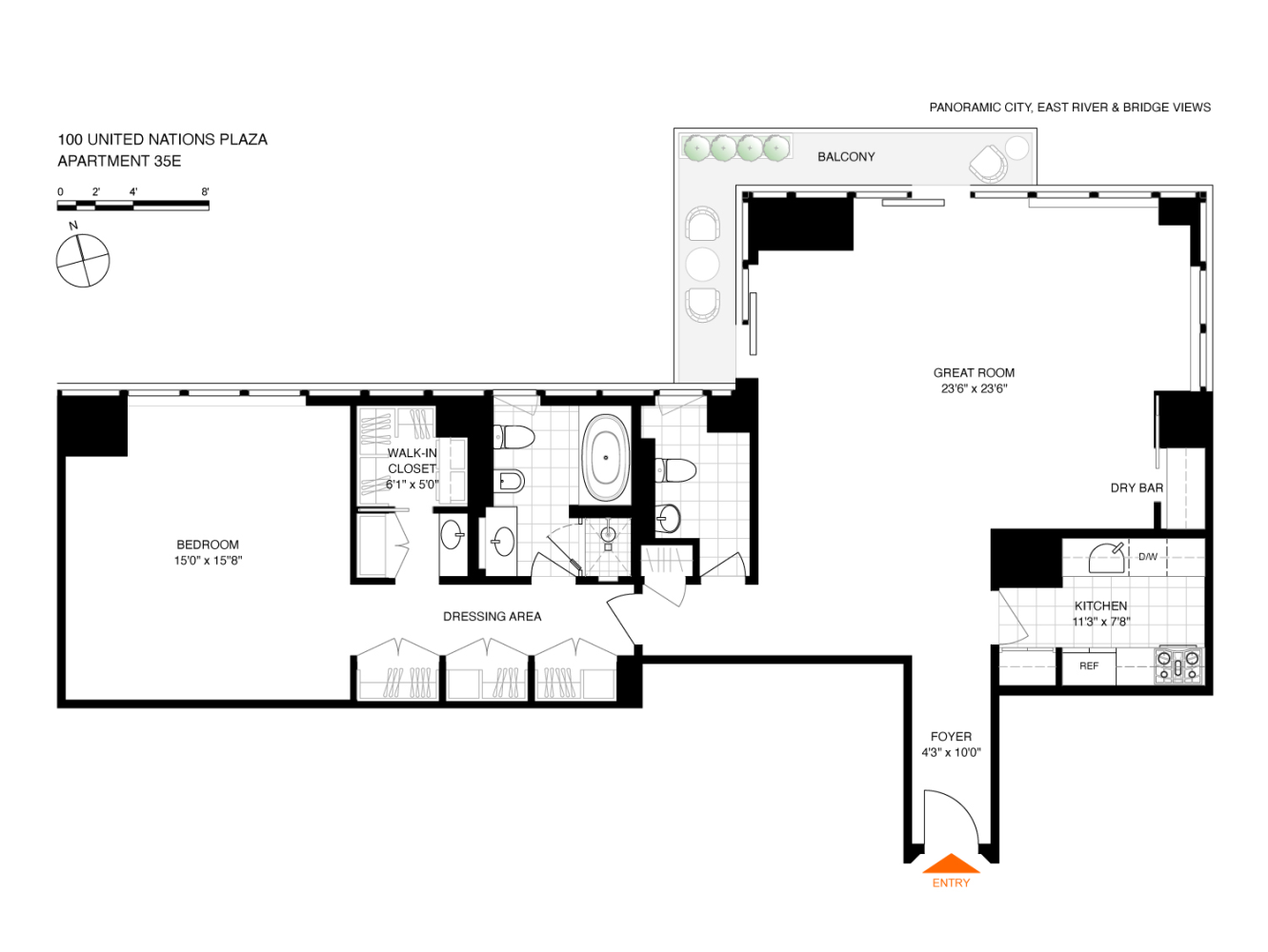 Floorplan for 100 United Nations Plaza, 35E