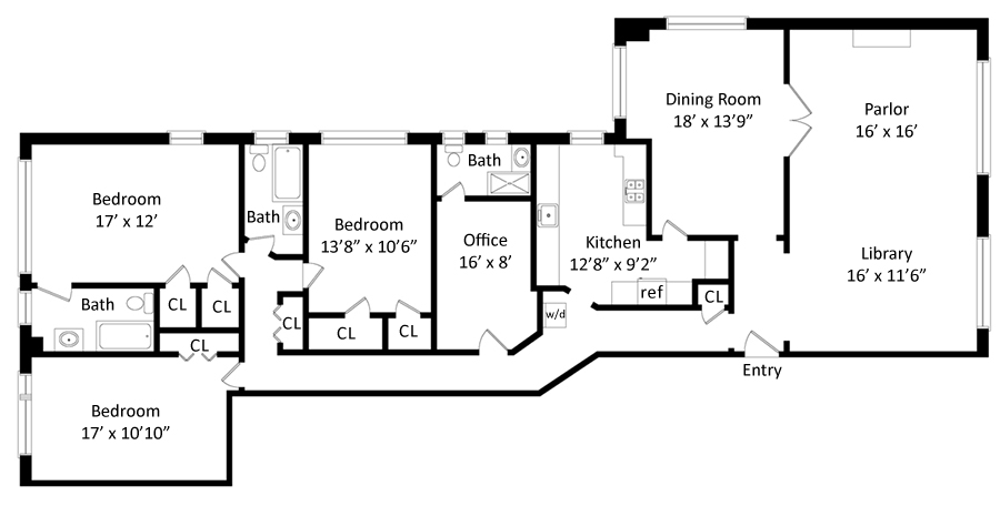 Floorplan for 316 West 79th Street, 7W