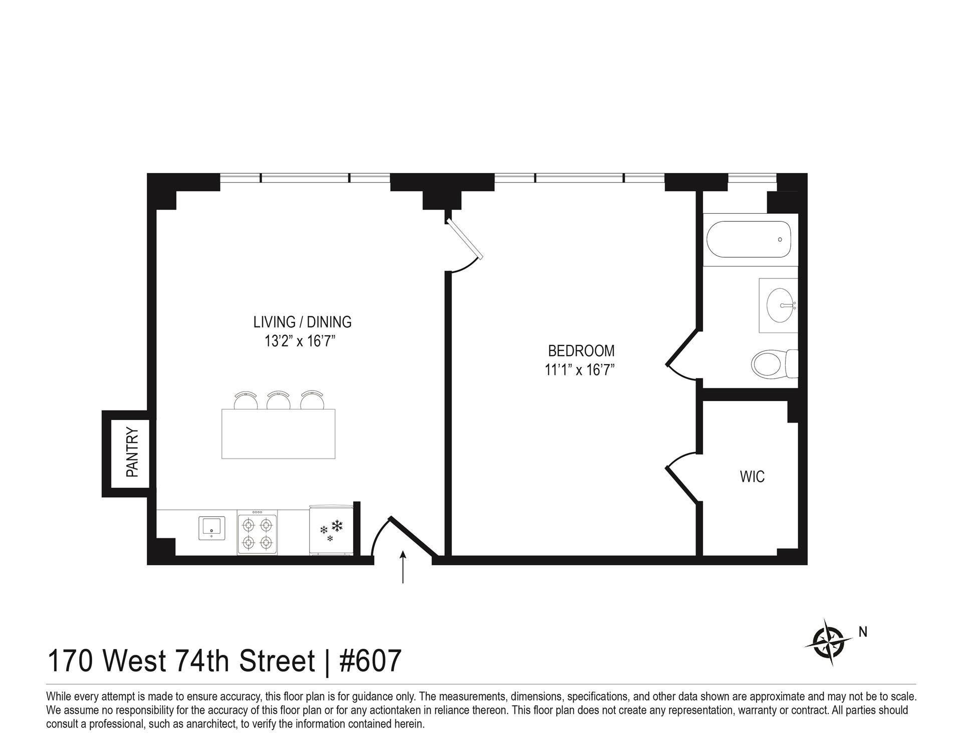 Floorplan for 170 West 74th Street, 607