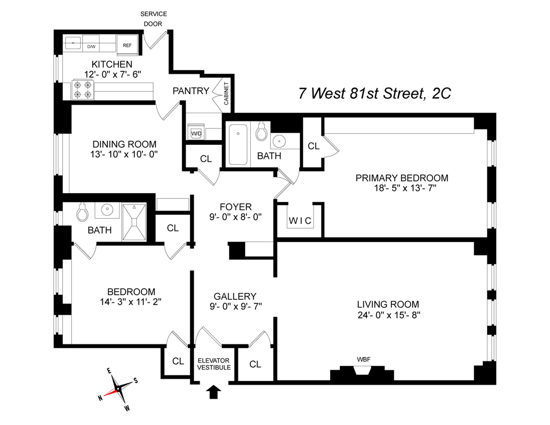 Floorplan for 7 West 81st Street, 2C