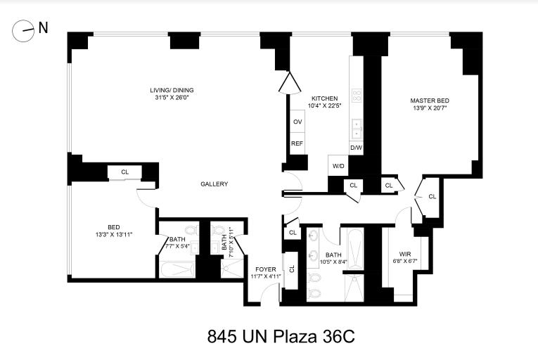 Floorplan for 845 United Nations Plaza, 36-C