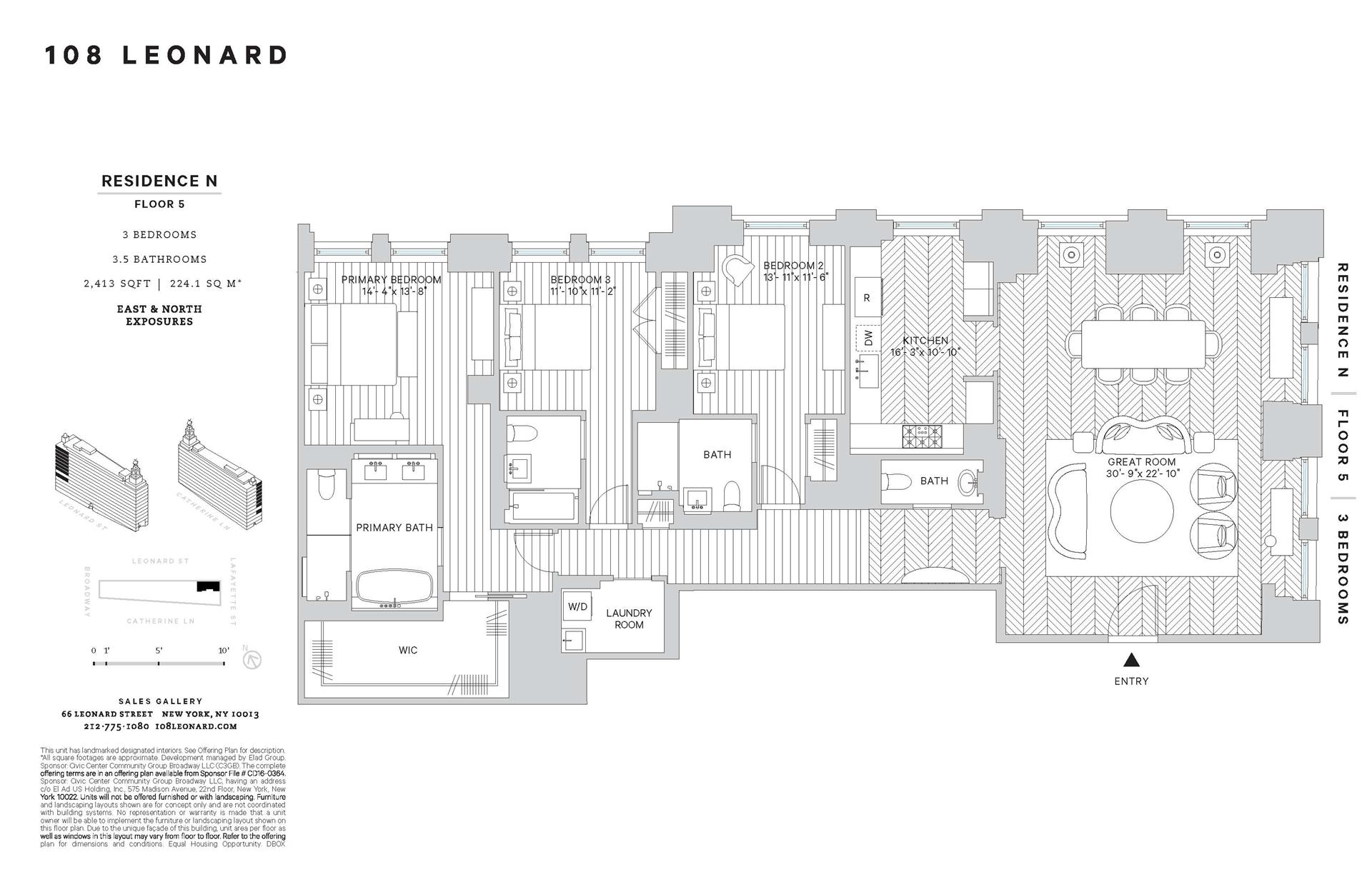 Floorplan for 108 Leonard Street, 5N