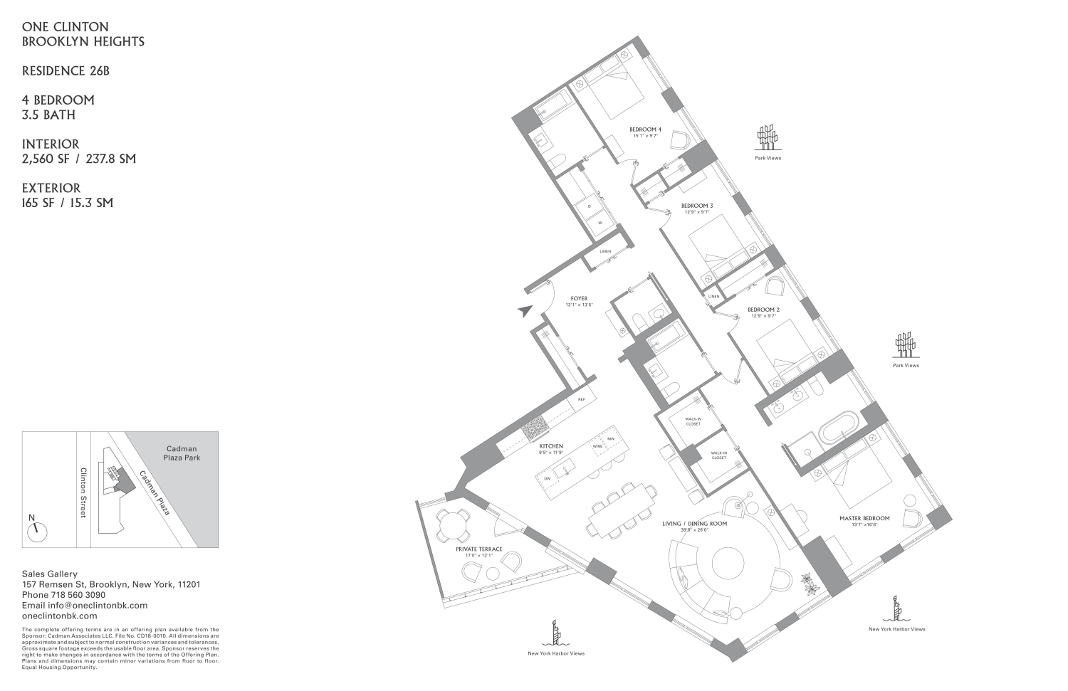 Floorplan for 1 Clinton Street, 26B