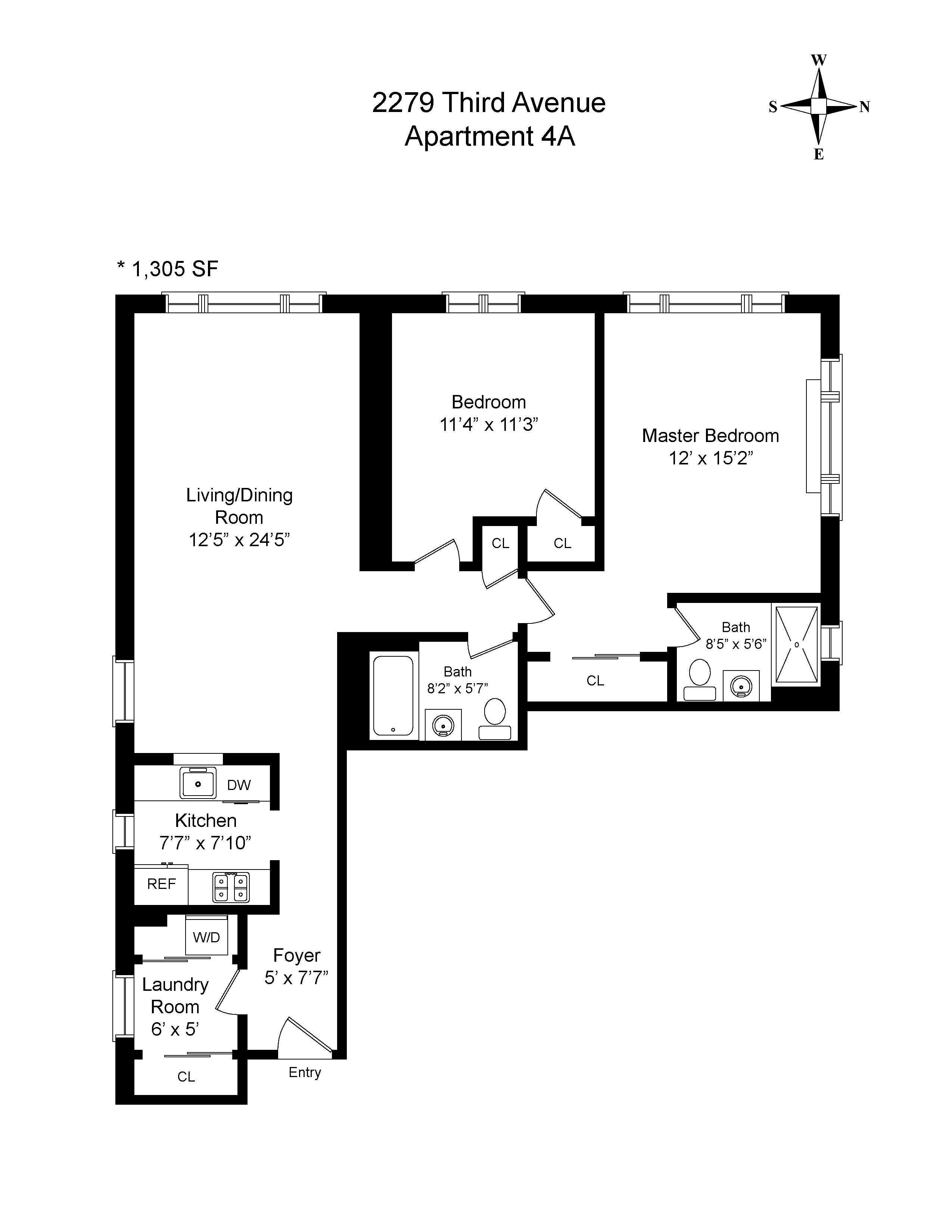 Floorplan for 2279 3rd Avenue, 4A