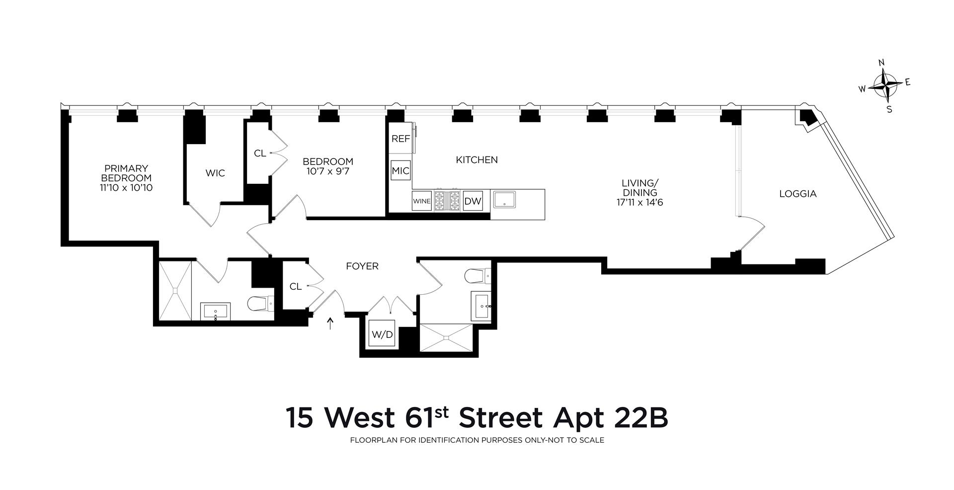 Floorplan for 15 West 61st Street, 22B