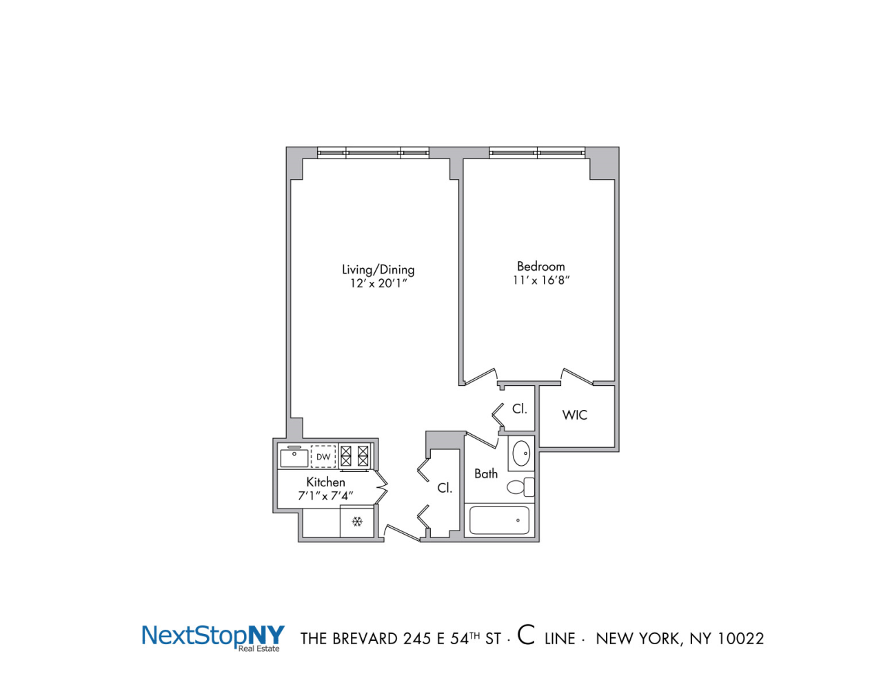 Floorplan for 245 East 54th Street, 22C