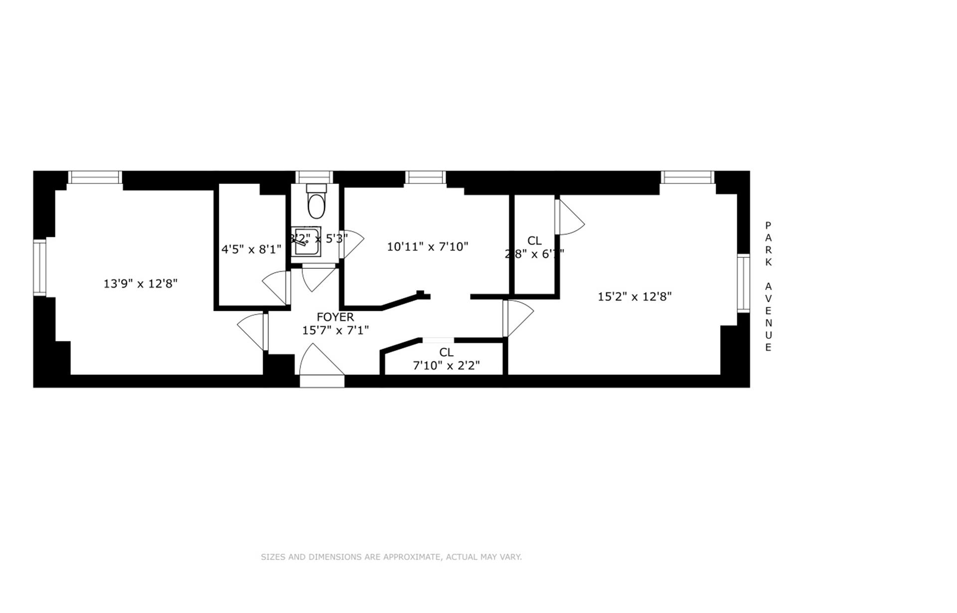 Floorplan for 815 Park Avenue, 1B