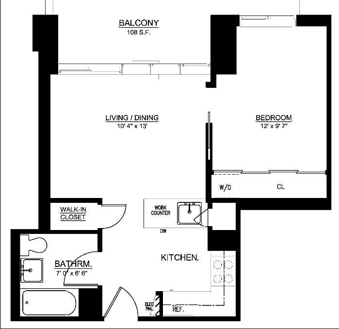 Floorplan for 175 West 95th Street, 7-H